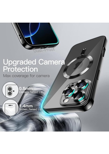 Apple iPhone 16 Pro Kılıf Kamera Lens Korumalı Magsafe Şarj Kilifi Şeffaf Renkli Yumuşak Kapak