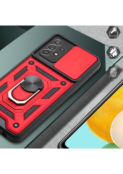 Samsung Galaxy A53 5G Kılıf Kamera Korumalı Sürgülü Yüzüklü Armor Military Tank Koruyucu Kapak