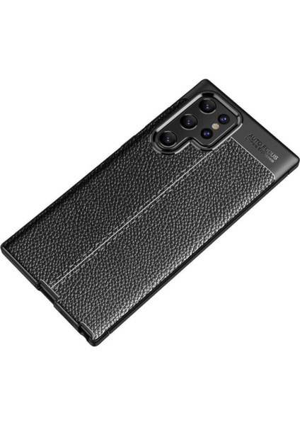 Samsung Galaxy S22 Ultra Kılıf Rugan Armor Deri Görünümlü Parmak İzi Yapmaz Dayanıklı Niss Silikon Kapak