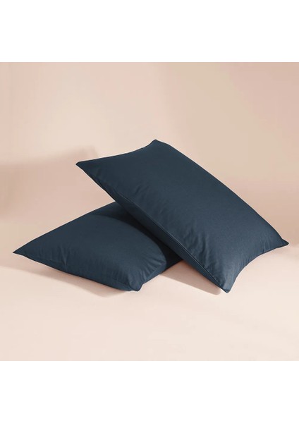 %100 Pamuk Percale 2li Yastık Kılıfı Lacivert - Pure Serisi