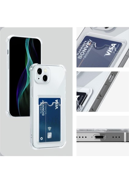 Apple iPhone 15 Kılıf Kamera Koruma ve Köşe Korumalı Kartlıklı Cüzdanlı Darbe Emici Kapak