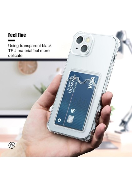 Apple iPhone 15 Kılıf Kamera Koruma ve Köşe Korumalı Kartlıklı Cüzdanlı Darbe Emici Kapak