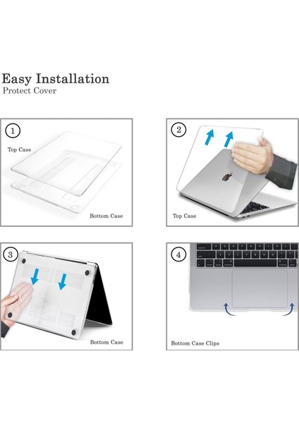 Apple Macbook Air 13 M1 Çip 2020 Kılıf A2337 A1932 A2174 Şeffaf Transparan Koruyucu Kapak