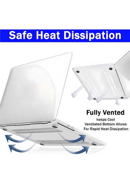 Apple Macbook Air M2 M3 M4 Çip 15 Inch A2941 A3114 A3241 Uyumlu Kılıf Şeffaf Kılıf Hava Menfezli Tam Koruma Kristal Kapak