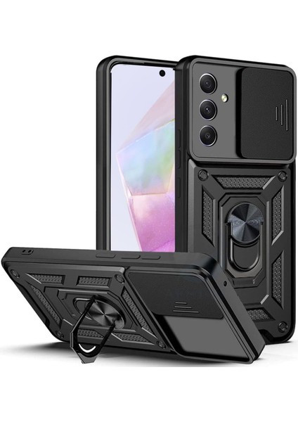 Samsung Galaxy S25 Kılıf Kamera Korumalı Sürgülü Yüzüklü Armor Military Tank Koruyucu Kapak