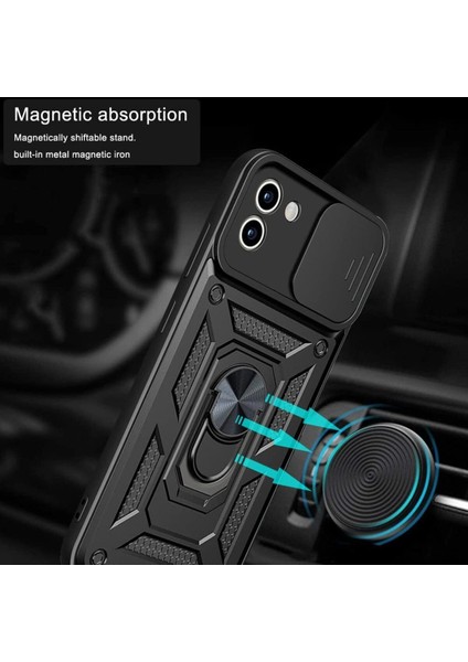 Samsung Galaxy A05 Kılıf Kamera Korumalı Sürgülü Yüzüklü Armor Tank Kapak