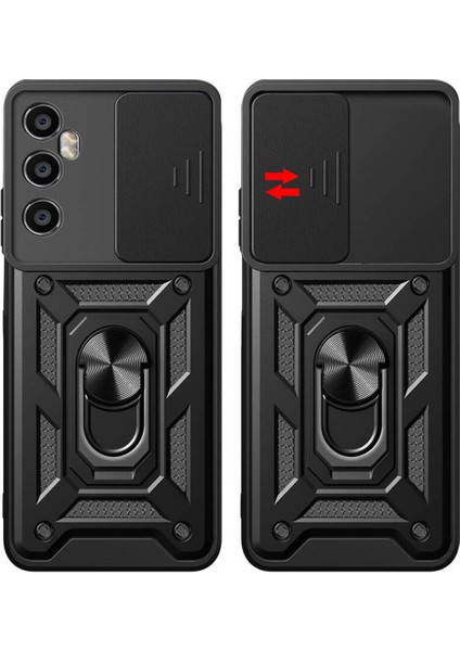 Realme C65 4g Kılıf Kamera Korumalı Sürgülü Yüzüklü Armor Tank Kapak