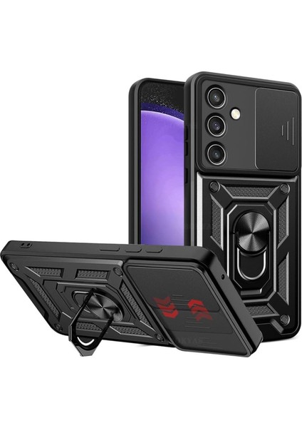 Samsung Galaxy A16 Kılıf Kamera Korumalı Sürgülü Yüzüklü Armor Military Tank Koruyucu Kapak