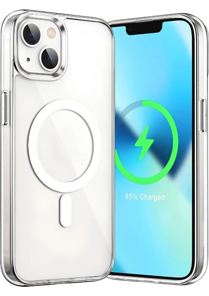 Apple Iphone 13 / 14 Kılıf Kablosuz Şarj Magsafe Uyumlu Köşe Korumalı Şeffaf Kılıf