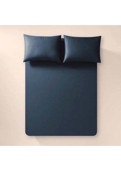 %100 Pamuk Percale Lastikli Çarşaf 180X200 cm Lacivert - Pure Serisi