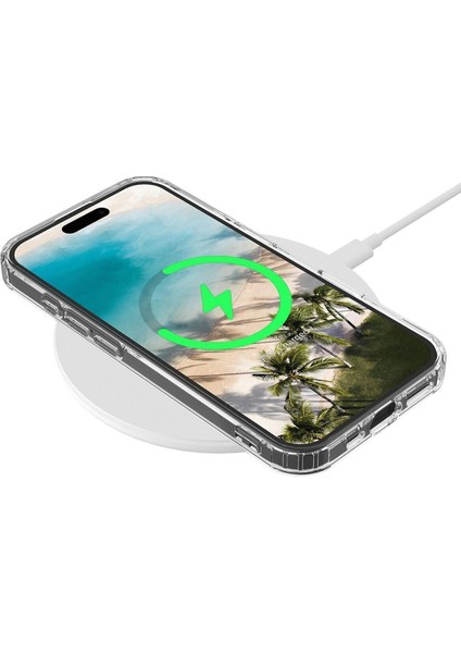 Apple iPhone 16 Kılıf Magsafe Wireless Kablosuz Şarj Destekli Sert Şeffaf Darbe Emici Kapak