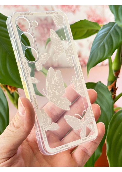 Samsung Galaxy S24 Plus Kılıf Şeffaf Kelebek Tasarımlı Desenli Kamera Korumalı Yumuşak Silikon Kapak