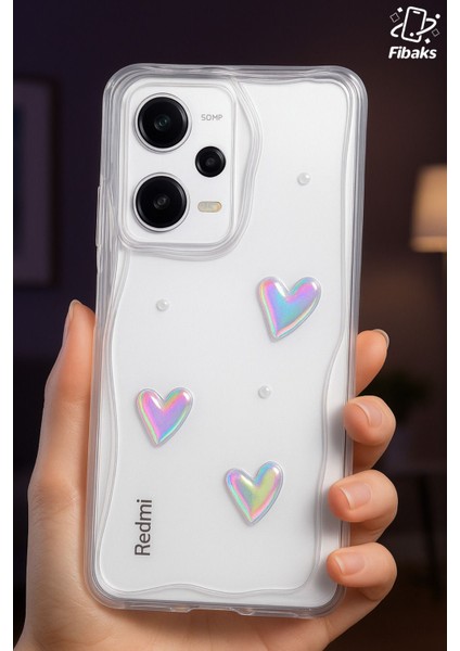 Xiaomi Redmi Note 12 Pro 5g Kılıf 3D Kalpli Inci Tasarımlı Desenli Kamera Korumalı Silikon Kapak