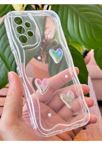 Samsung Galaxy A32 Kılıf 3D Kalpli Inci Tasarımlı Desenli Kamera Korumalı Şeffaf Silikon Kapak fırsatları