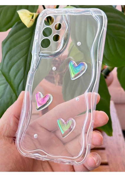 Samsung Galaxy A32 Kılıf 3D Kalpli Inci Tasarımlı Desenli Kamera Korumalı Şeffaf Silikon Kapak indirimleri