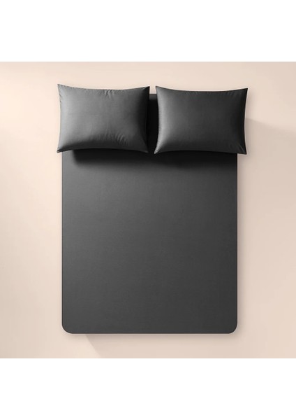 %100 Pamuk Percale Lastikli Çarşaf 160X200 cm Antrasit - Pure Serisi