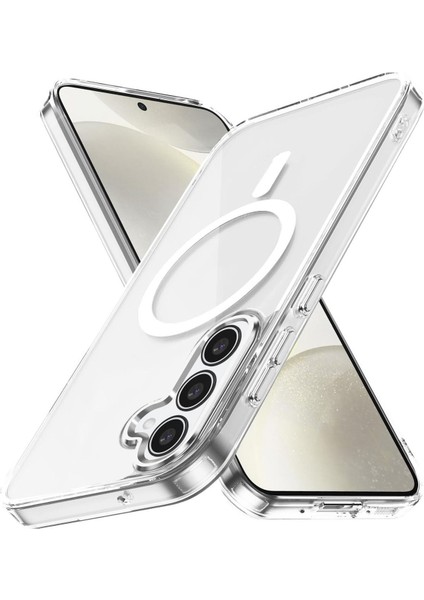 Samsung Galaxy A56 Kılıf Magsafe Wireless Kablosuz Şarj Destekli Sert Şeffaf Darbe Emici Kapak
