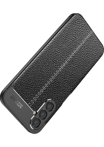 Samsung Galaxy A14 Kılıf Rugan Armor Deri Görünümlü Parmak İzi Yapmaz Dayanıklı Niss Silikon Kapak