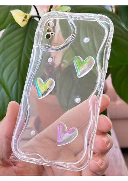 Apple iPhone Xs Max Kılıf 3D Kalpli Inci Tasarımlı Desenli Kamera Korumalı Şeffaf Silikon Kapak fiyatları
