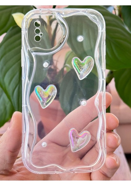 Apple iPhone Xs Max Kılıf 3D Kalpli Inci Tasarımlı Desenli Kamera Korumalı Şeffaf Silikon Kapak modelleri