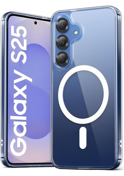 Samsung Galaxy S25 Kılıf Magsafe Wireless Kablosuz Şarj Destekli Sert Şeffaf Darbe Emici Kapak
