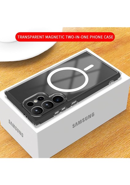 Samsung Galaxy S24 Ultra Kılıf Kamera Çıkıntılı Magsafe Wireless Şarj Sert Şeffaf Darbe Emici Kapak