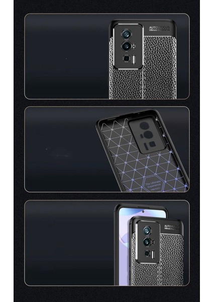 Poco F5 Pro 5g Kılıf Kamera Çıkıntılı Deri Görünümlü Dikiş Desenli Koruyucu Kapak Kilif