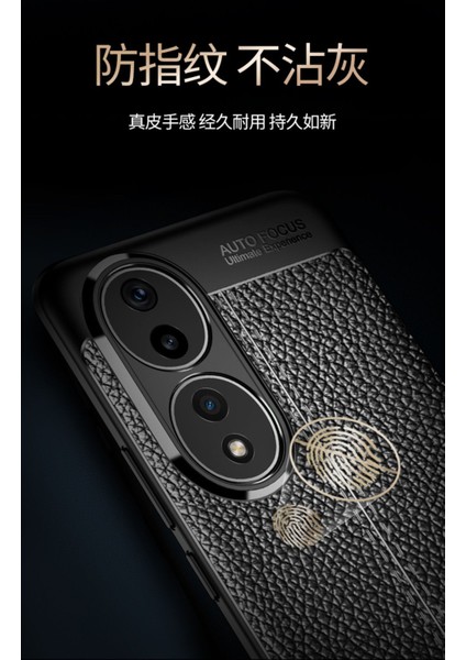 Honor 90 Kılıf Kamera Çıkıntılı Deri Görünümlü Dikiş Desenli Koruyucu Kapak Kilif