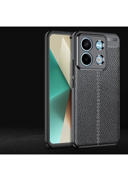 Xiaomi Redmi Note 13 Pro 5g Kılıf Kamera Çıkıntılı Deri Görünümlü Dikiş Desenli Koruyucu Kapak Kilif