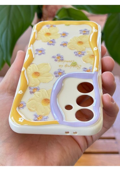 Samsung Galaxy S23 Kılıf Tasarımlı Desenli Kamera Korumalı Papatya Çiçek Renkli Silikon Kapak