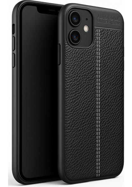 Apple iPhone 11 Kılıf Rugan Armor Deri Görünümlü Parmak İzi Yapmaz Dayanıklı Niss Silikon Kapak