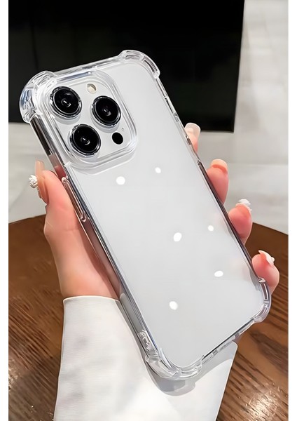 Apple iPhone 16 Pro Max Kılıf Antishock Darbe Emici Kamera Korumalı Esnek Şeffaf Silikon Kapak