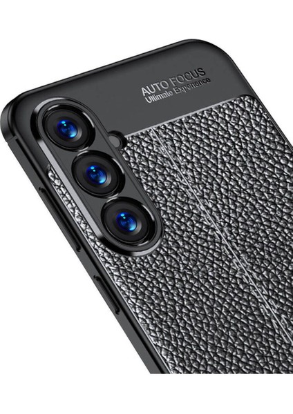 Samsung Galaxy S23 Fe Kılıf Kamera Çıkıntılı Deri Görünümlü Dikiş Desenli Koruyucu Kapak