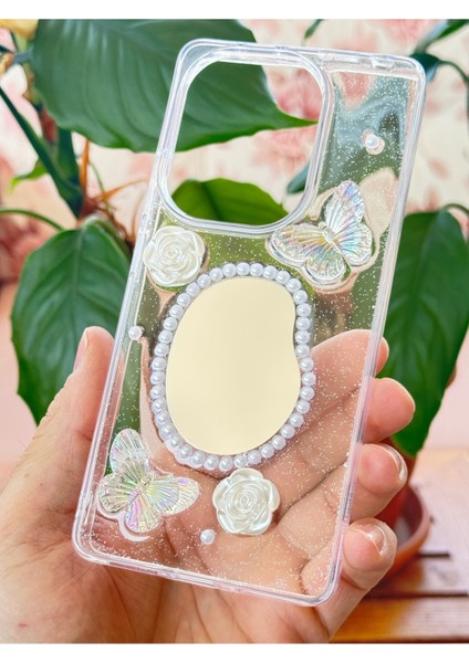 Xiaomi Redmi 13 4g Kılıf 3D Kelebek Gül Desenli Aynalı Simli Şeffaf Tasarımlı Silikon Kapak indirimleri