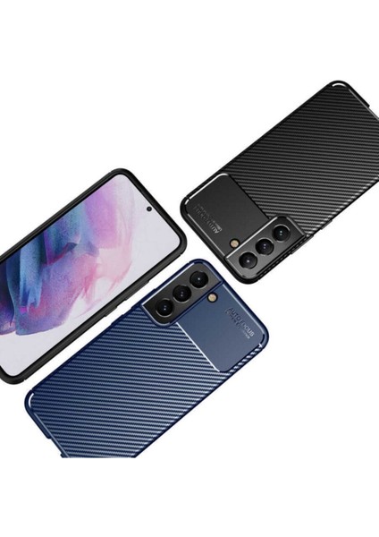 Samsung Galaxy S22 Kılıf Rugged Armor Darbe Emici Uzun Ömürlü Dayanıklı Parmak İzi Yapmaz Karbon Tasarım Negro Silikon Kapak