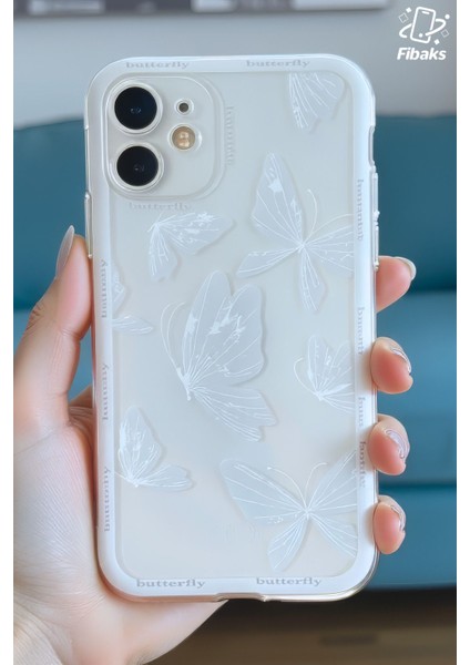 Apple iPhone 12 Uyumlu Kılıf Tasarımlı Desenli Kamera Korumalı Şeffaf Kelebek Esnek Yumuşak Silikon Kapak