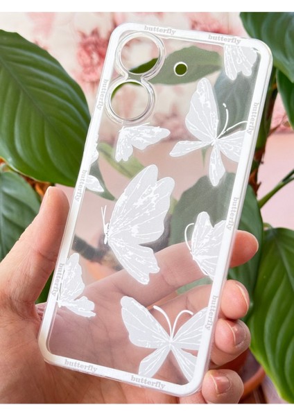 Poco C65 Uyumlu Kılıf Tasarımlı Desenli Kamera Korumalı Şeffaf Kelebek Esnek Yumuşak Silikon Kapak