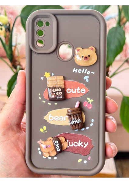 Samsung Galaxy M30S-M21 Kılıf Tasarımlı Desenli Kamera Korumalı Ayıcık Kahve Yumuşak Silikon Kapak fiyatları