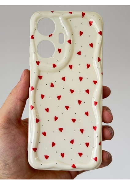 Realme C55 Kılıf Kamera Korumalı Dalga Kenarlı Kırmızı Kalp Desenli Silikon Kapak fırsatları