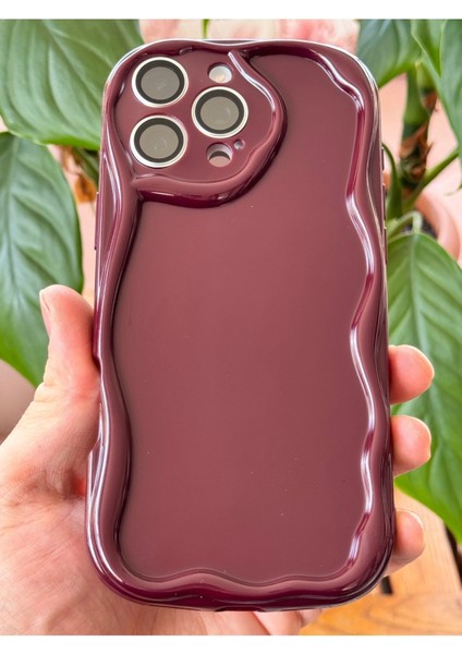 Apple iPhone 16 Pro Max Uyumlu Kılıf Kamera Korumalı Dalga Kenarlı Darbe Emici Bordo Silikon Kapak fırsatları