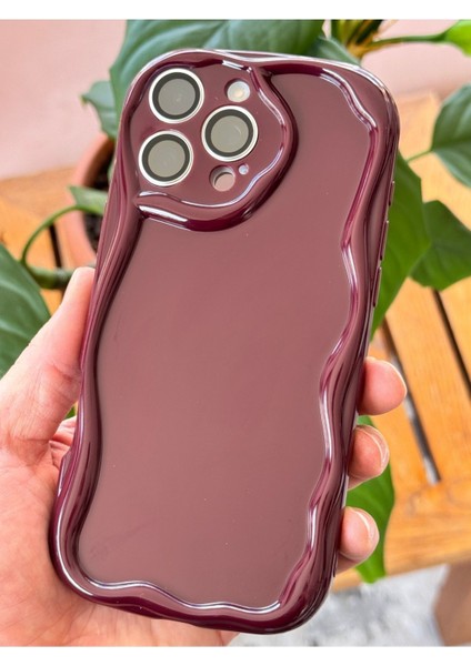 Apple iPhone 16 Pro Max Uyumlu Kılıf Kamera Korumalı Dalga Kenarlı Darbe Emici Bordo Silikon Kapak indirimleri