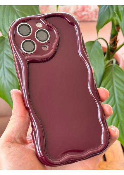 Apple iPhone 14 Pro Max Uyumlu Kılıf Kamera Korumalı Dalga Kenarlı Darbe Emici Bordo Silikon Kapak modelleri