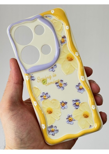 Poco M6 Pro 4g Kılıf Kamera Korumalı Papatya Çiçek Desenli Renkli Silikon Kapak