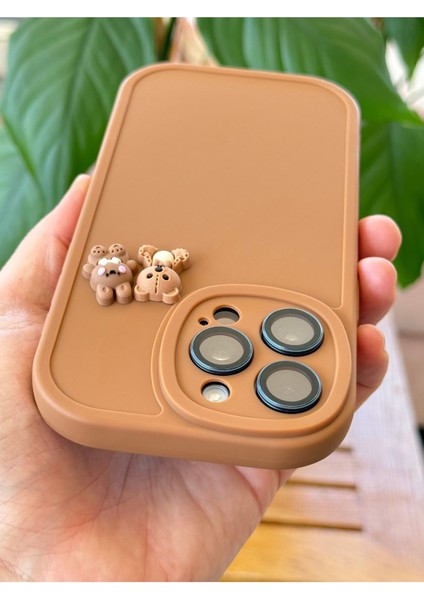 Apple iPhone 14 Pro Uyumlu Kılıf Tasarımlı Desenli Kamera Korumalı Ayıcık ve Tavşan Yumuşak Silikon Kapak