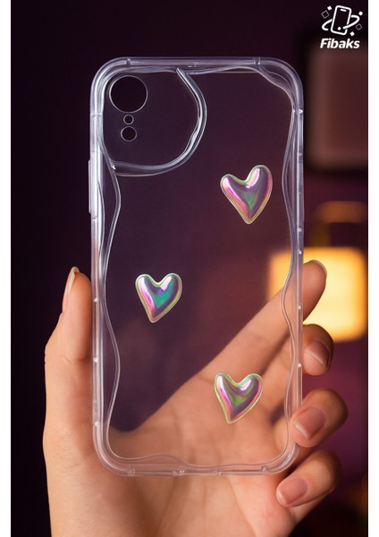 Apple iPhone Xr Kılıf 3D Kalpli Inci Tasarımlı Desenli Kamera Korumalı Şeffaf Silikon Kapak fiyatları