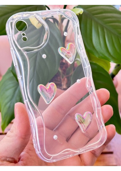 Apple iPhone Xr Kılıf 3D Kalpli Inci Tasarımlı Desenli Kamera Korumalı Şeffaf Silikon Kapak indirimleri