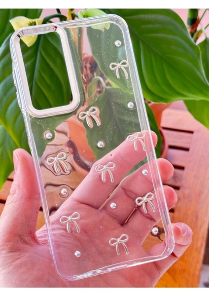 Samsung Galaxy A32 Kılıf Fiyonk Desenli Şeffaf Simli Gümüş Kamera Çıkıntılı Parlak Kapak indirimleri