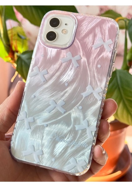 Apple iPhone 12 Kılıf Parlak Fiyonk Desenli Darbe Emici Kamera Çıkıntılı Renkli Silikon Kapak