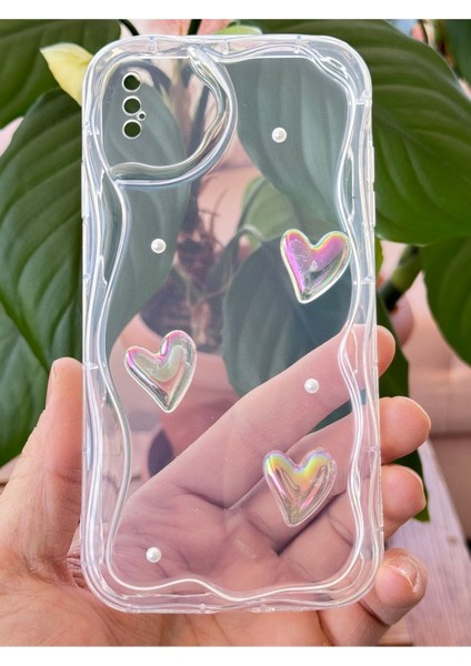 Apple iPhone X/xs Kılıf 3D Kalpli Inci Tasarımlı Desenli Kamera Korumalı Şeffaf Silikon Kapak modelleri