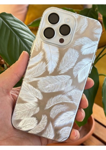 Apple iPhone 16 Pro Max Kılıf Parlak Beyaz Yaprak Desenli Darbe Emici Kamera Korumalı Renkli Kapak fiyatları